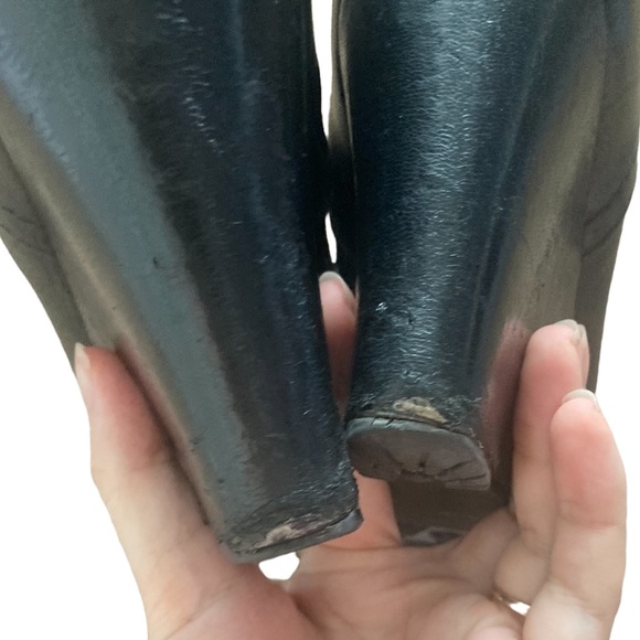 Prada Black Leather Ankle Wedge Boots, size 8 - Picture 10 of 11